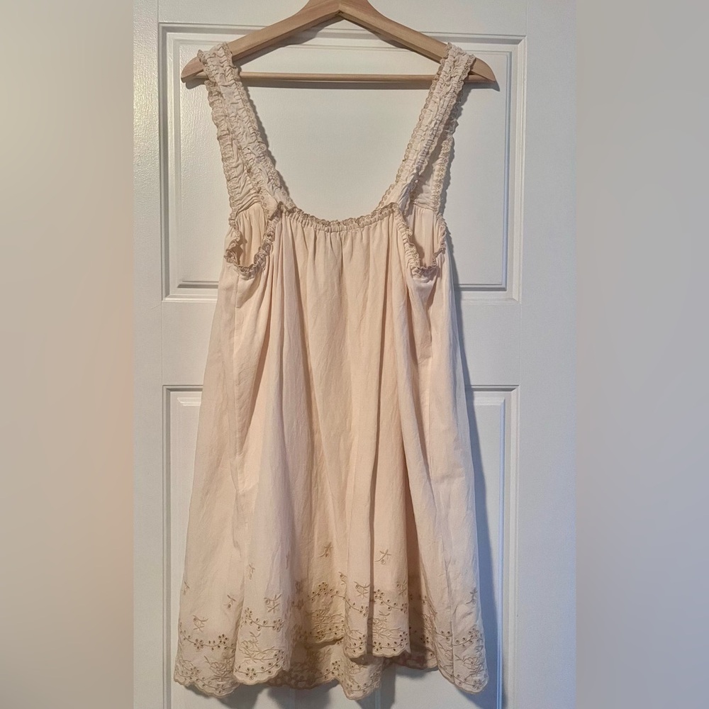 Reformation Cream Mini Dress with Eyelet Trim - Picture 2 of 10